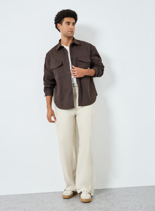 Styli Men Brown Embroidered Oversized Shirt - Image 2